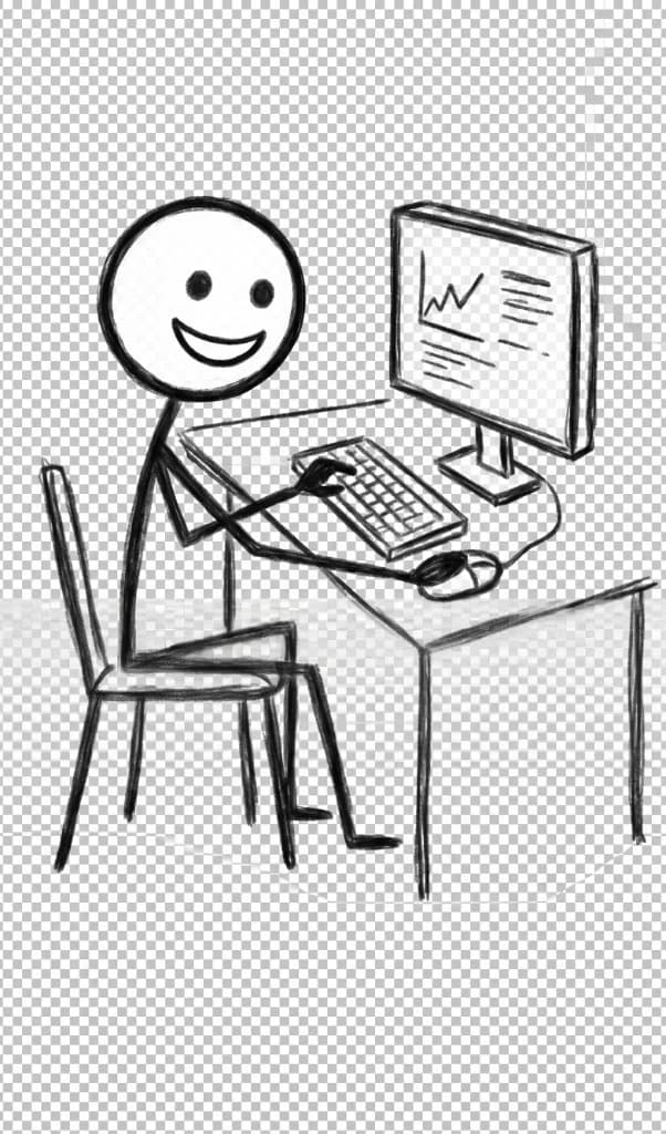 Solo founder at computer desk building SaaS and analyzing product metrics
